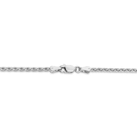 2.25mm, 14k White Gold, Solid Parisian Wheat Chain Necklace, 18 Inch - Picture 4 of 8